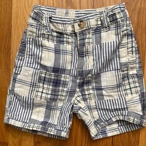 Gymboree Baby Blue and Off-White Plaid Shorts Size 12-18M